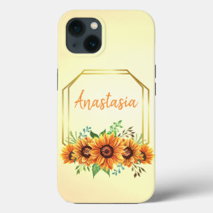 Amazing, Cool, Yellow Monogram, Sunflower iPhone 13 Case