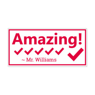 "Amazing!" + Custom Tutor Name Self-inking Stamp