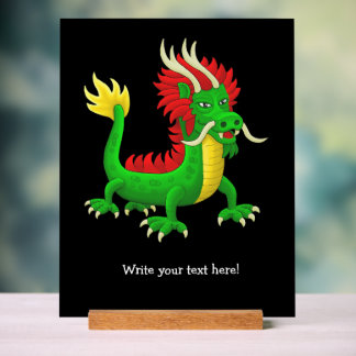 Amazing Cute Green Chinese Dragon Acrylic Sign