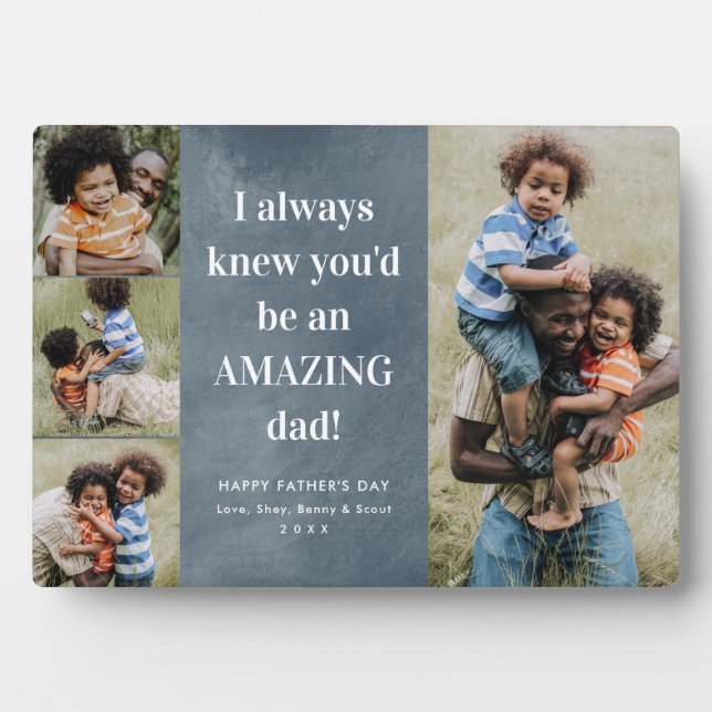 Amazing dad photo collage Father's Day Card Plaque (Front)