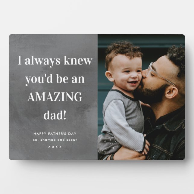 Amazing dad photo Father's Day Card Plaque (Front)