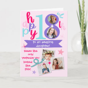 Amazing Daughter 18th Birthday Photo Memories Card