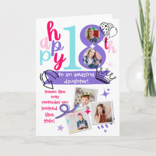 Amazing Daughter 18th Birthday Photo Memories Card