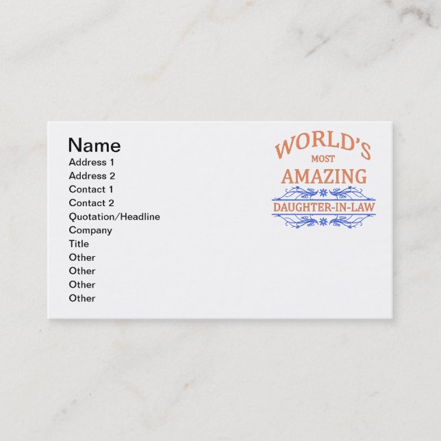 Amazing Daughter-In-Law Business Card (Front)