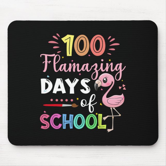 Amazing Days Of School Cute Flamingo Student Teach Mouse Mat (Front)