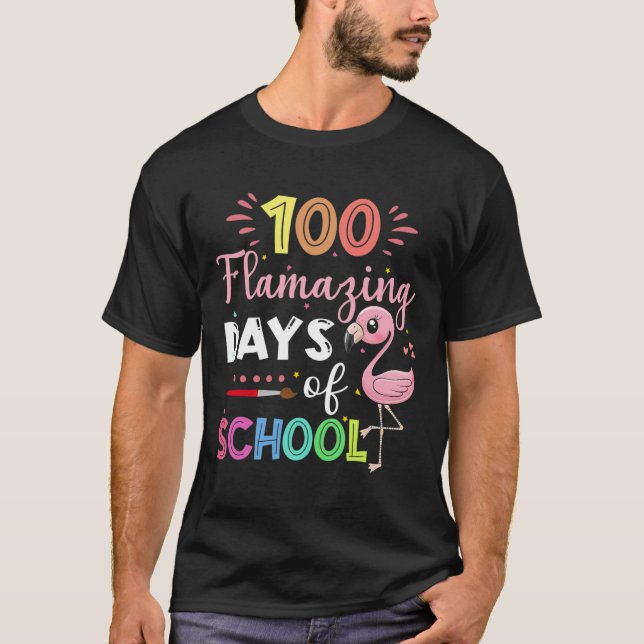Amazing Days Of School Cute Flamingo Student Teach T-Shirt (Front)