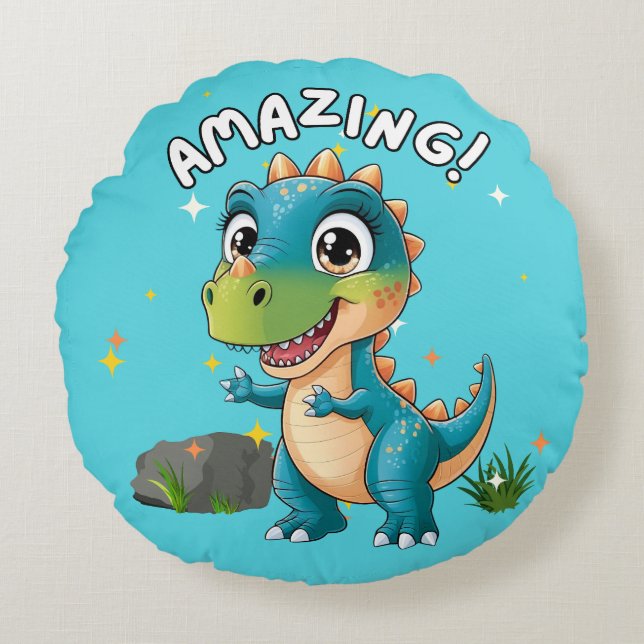 Amazing!, Dinosaur  Round Cushion (Front)