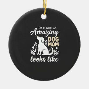 Amazing Dog Mum Floral Dog Lover Ceramic Tree Decoration