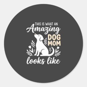 Amazing Dog Mum Floral Dog Lover Classic Round Sticker