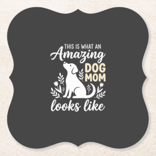 Amazing Dog Mum Floral Dog Lover Paper Coaster