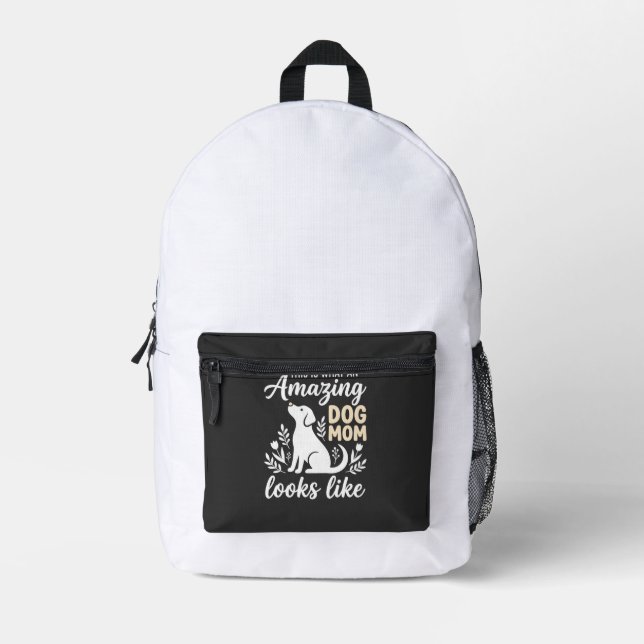 Amazing Dog Mum Floral Dog Lover Printed Backpack (Front)