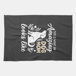 Amazing Dog Mum Floral Dog Lover Tea Towel