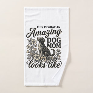 Amazing Dog Mum Vintage Floral Dog Lover Design_1 Hand Towel