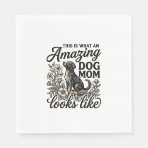 Amazing Dog Mum Vintage Floral Dog Lover Design_1 Napkin