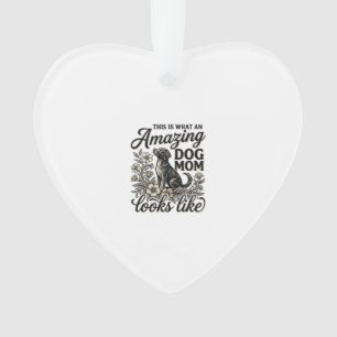 Amazing Dog Mum Vintage Floral Dog Lover Design_1 Ornament