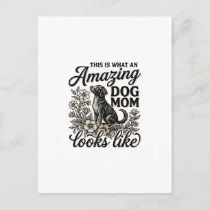Amazing Dog Mum Vintage Floral Dog Lover Design_1 Postcard