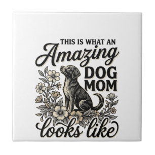 Amazing Dog Mum Vintage Floral Dog Lover Design_1 Tile