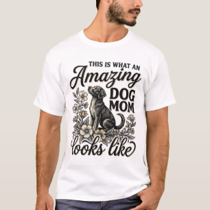 Amazing Dog Mum Vintage Floral Dog Lover T-Shirt