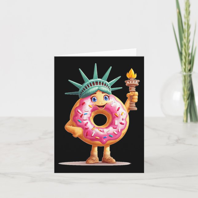 Amazing Doughnut With Statue Of Liberty For Boys A Card (Front)
