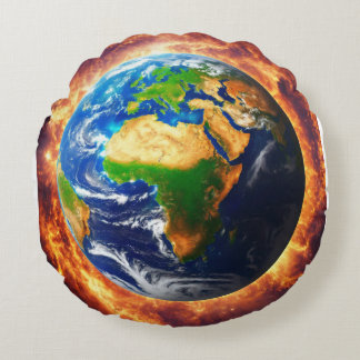 Amazing earth printed  round cushion