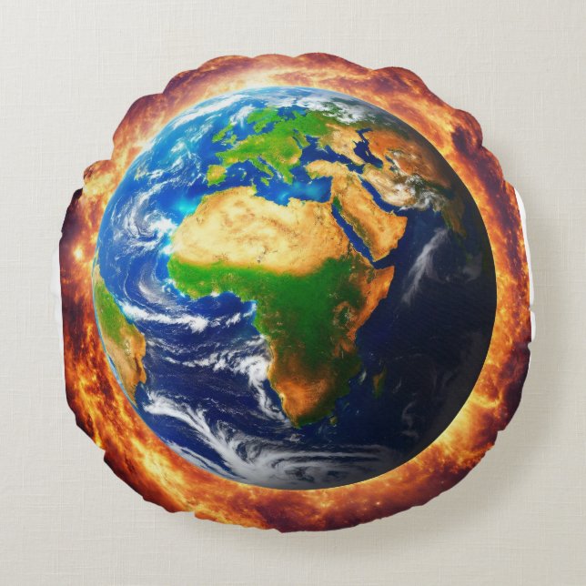 Amazing earth printed  round cushion (Front)