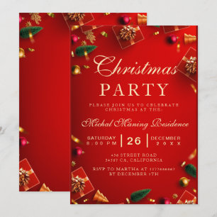Amazing, Elegant, Red Shine Christmas Invitation