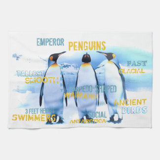 Amazing Emperor Penguins Typography Art Tea Towel