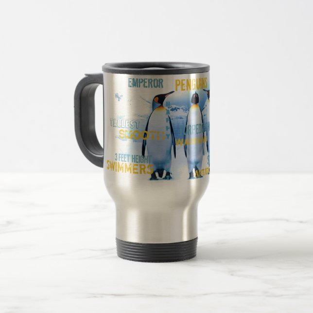 Amazing Emperor Penguins Typography Art Travel Mug (Front Left)