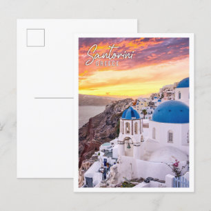 Amazing evening view of Santorini Island Greece Postcard