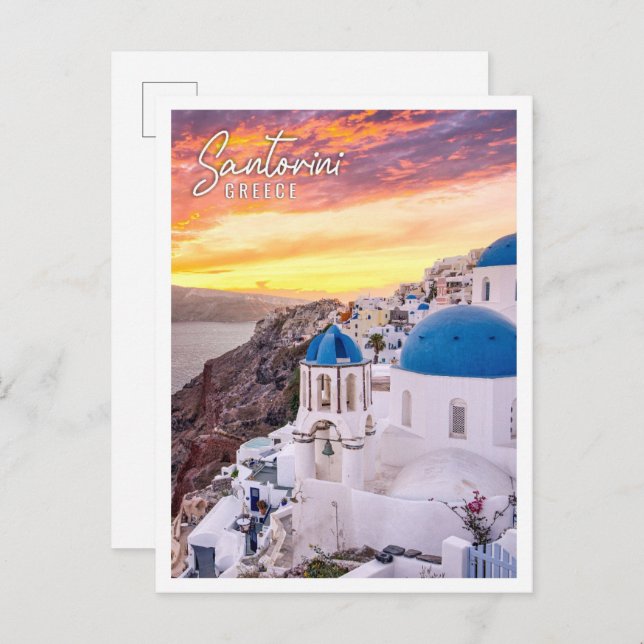 Amazing evening view of Santorini Island Greece Postcard (Front/Back)