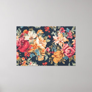 Amazing Exquisite Red Pink Yellow Blue Flowers Canvas Print