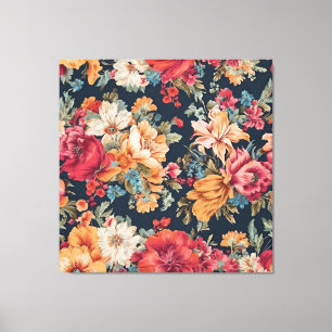 Amazing Exquisite Red Pink Yellow Blue Flowers Canvas Print