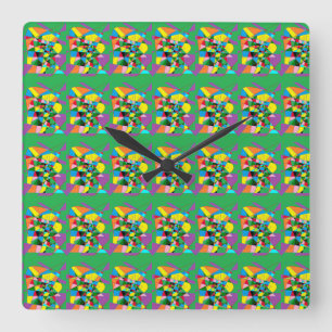 Amazing fabulous frantic fascinating magic green square wall clock