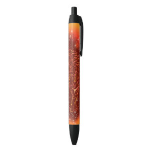 Amazing Fire Tiger Running At Galaxy Starry Night Blue Ink Pen