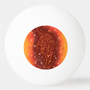 Amazing Fire Tiger Running At Galaxy Starry Night  Ping Pong Ball