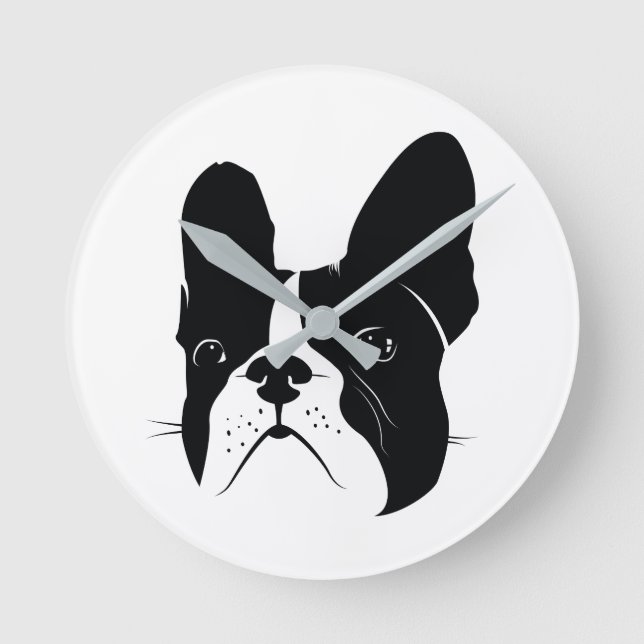 Amazing French Bulldog Silhouette Round Clock (Front)