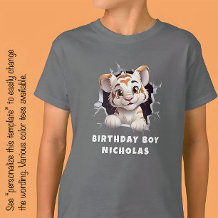 Amazing Fun Tiger Cub Peeking Out Of Hole White F T-Shirt