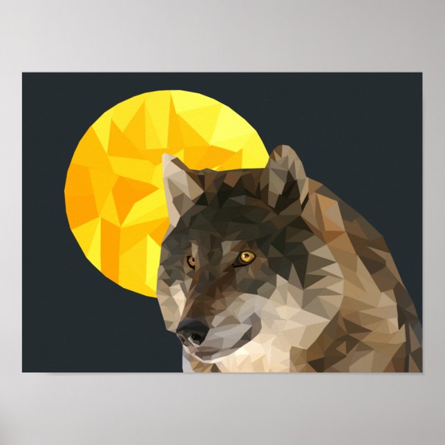 Amazing Geometric Full Moon Wolf Poster (Front)
