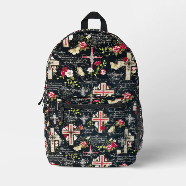 Amazing Grace Biblical Christian Printed Backpack (Front)