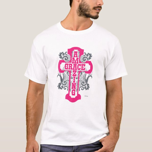 Amazing Grace Celtic Cross Christian Faith Bible T-Shirt (Front)