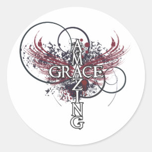 Amazing grace Christian cross Classic Round Sticker