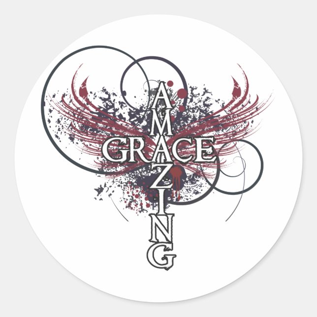 Amazing grace Christian cross Classic Round Sticker (Front)