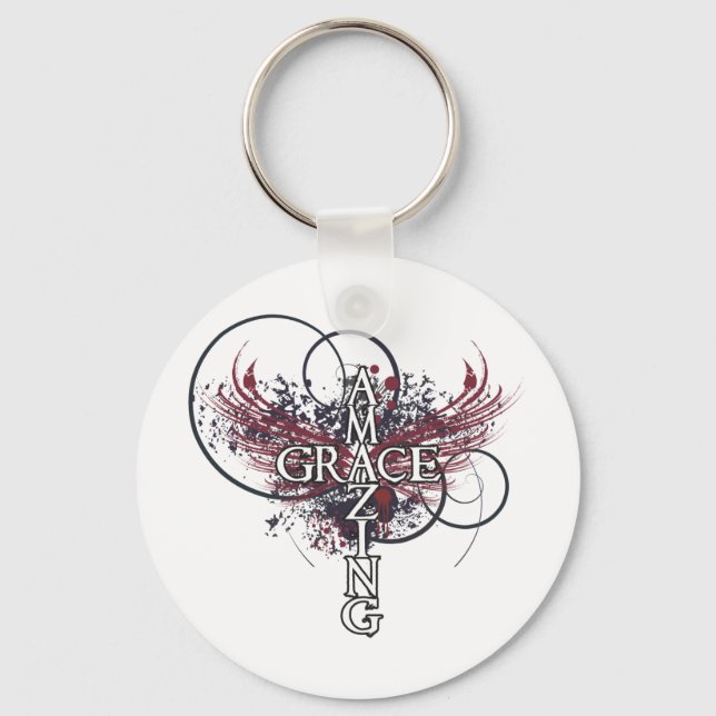 Amazing grace Christian cross Key Ring (Front)