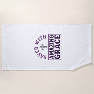 Amazing Grace Christian Cross Vintage Beach Towel