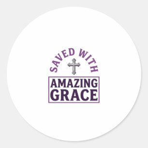Amazing Grace Christian Cross Vintage Classic Round Sticker