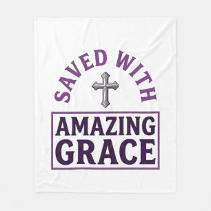 Amazing Grace Christian Cross Vintage Fleece Blanket