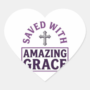 Amazing Grace Christian Cross Vintage Heart Sticker
