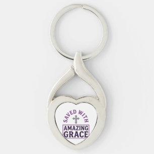Amazing Grace Christian Cross Vintage Key Ring