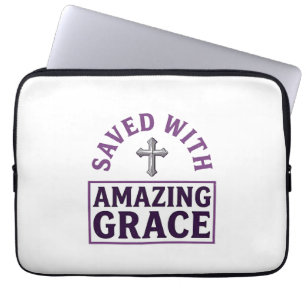 Amazing Grace Christian Cross Vintage Laptop Sleeve