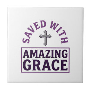 Amazing Grace Christian Cross Vintage Tile